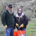 Hard working couple, having buckets and stabbers worked well